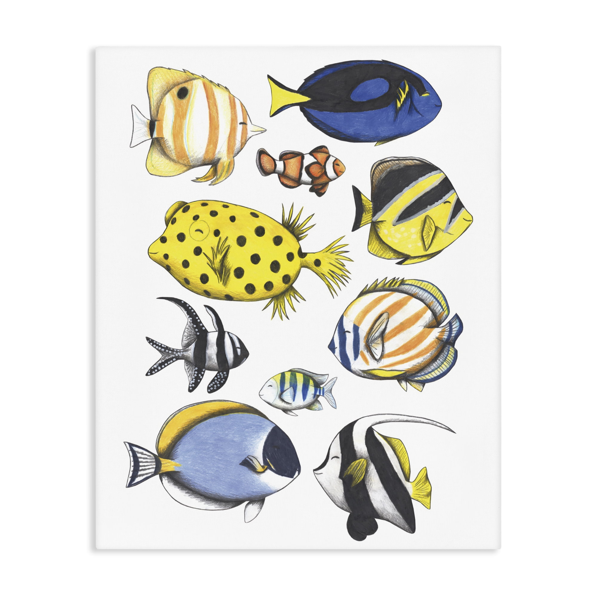 Stupell Industries Aquatic Fishes Collection Canvas Wall Art, design by Cecilia Battaini