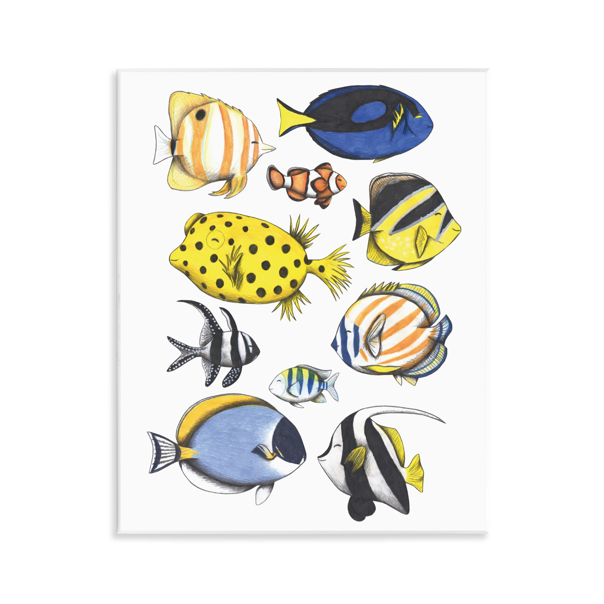 Stupell Industries Aquatic Fishes Collection Wall Plaque Art, design by Cecilia Battaini