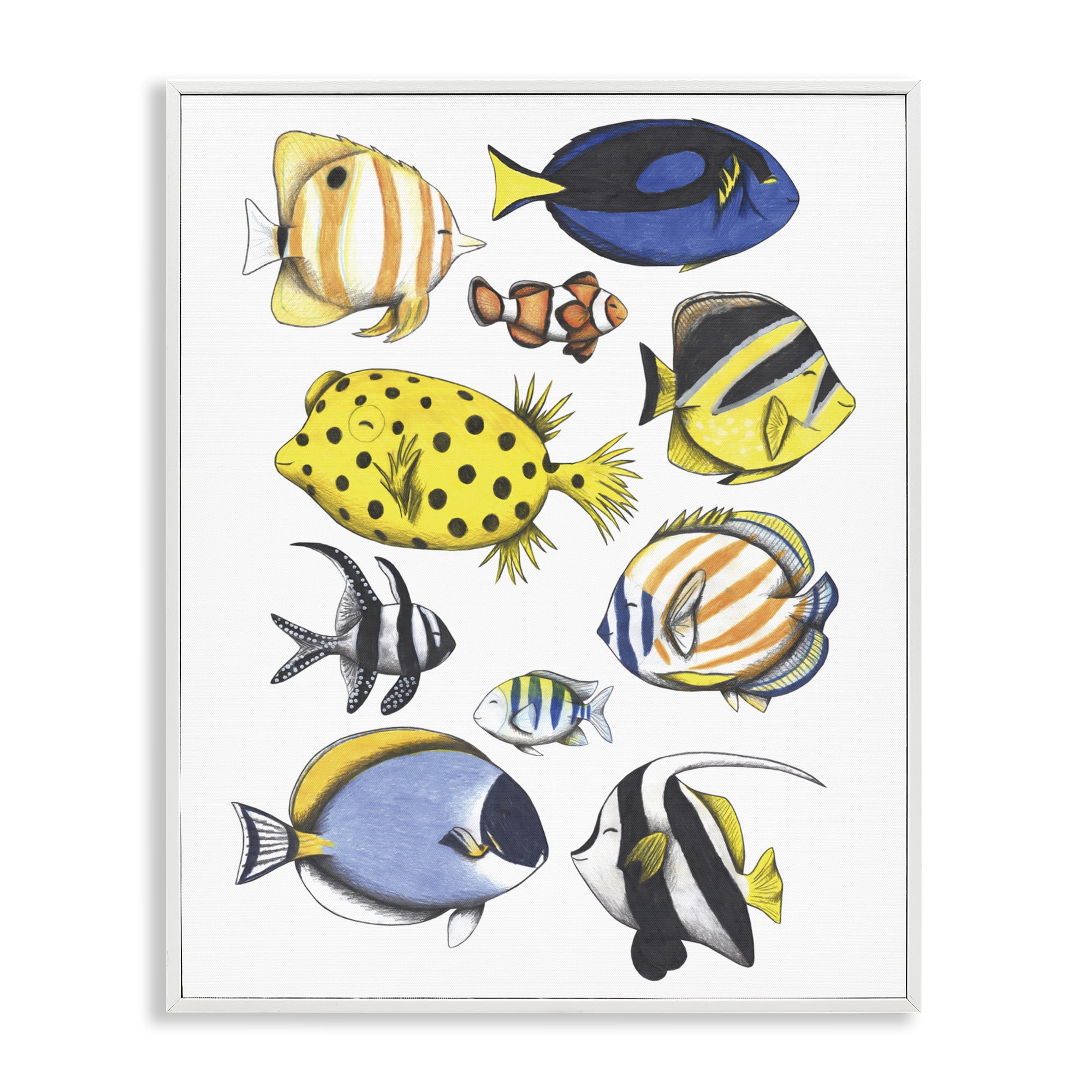 Stupell Industries Aquatic Fishes Collection White Framed Giclee Art, design by Cecilia Battaini