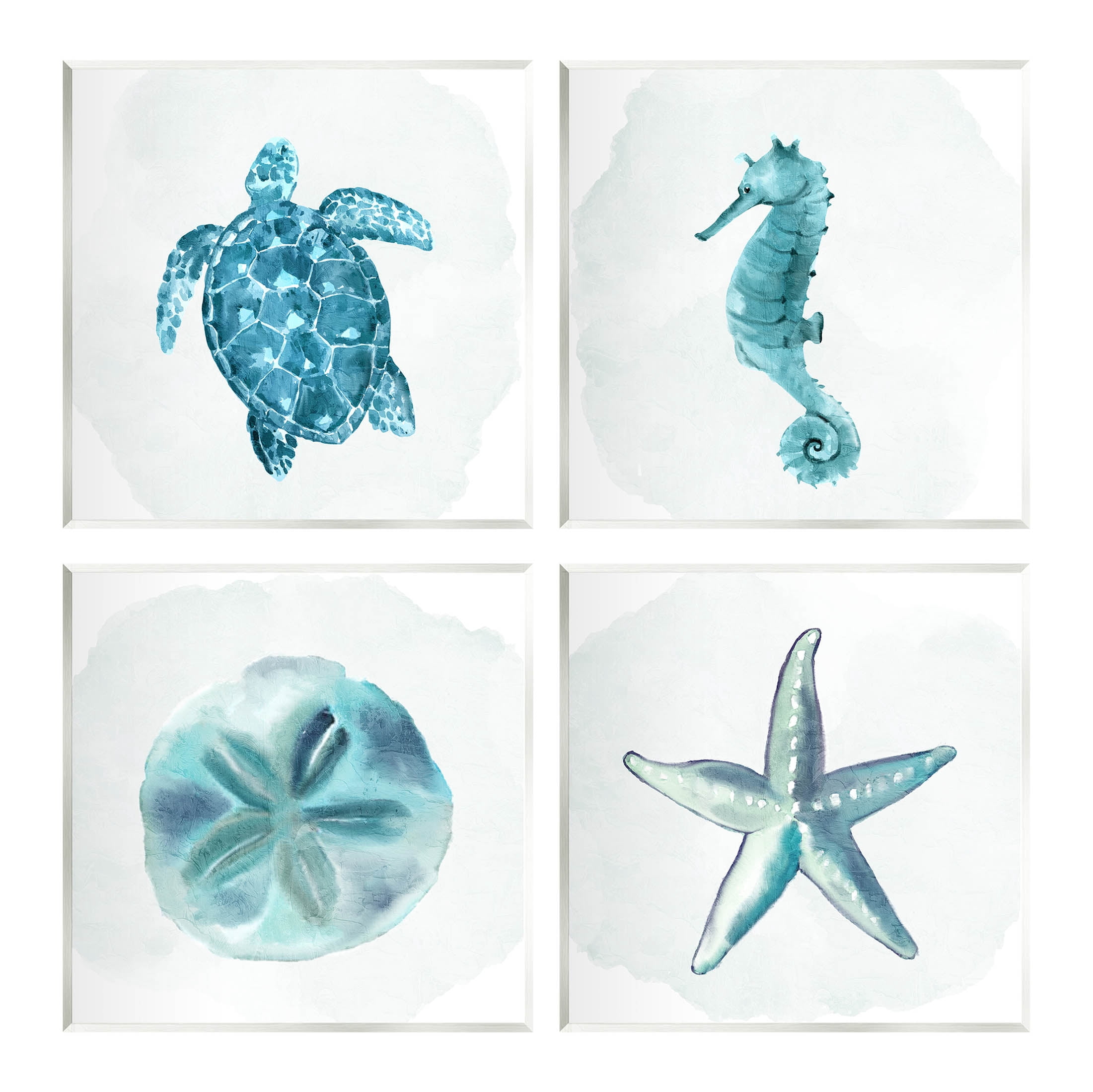 Stupell Industries Aquatic Ocean Life Portraits Graphic Art Unframed Art Print Wall Art, Set of 4, Design by Kim Allen