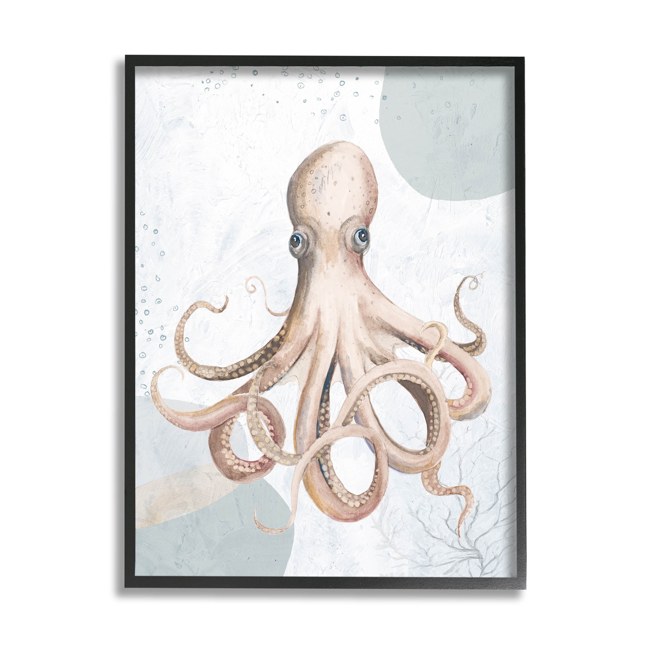 Stupell Industries Aquatic Octopus Sea Life Graphic Art Black Framed Art Print Wall Art, Design by Patricia Pinto