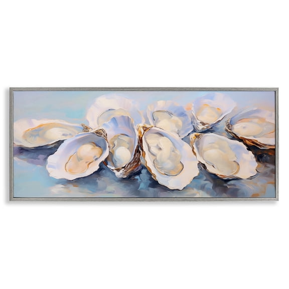Stupell Industries Aquatic Oyster Bunch Nautical & Beach Painting Gray Framed Art Print Wall Art, 30 x 13