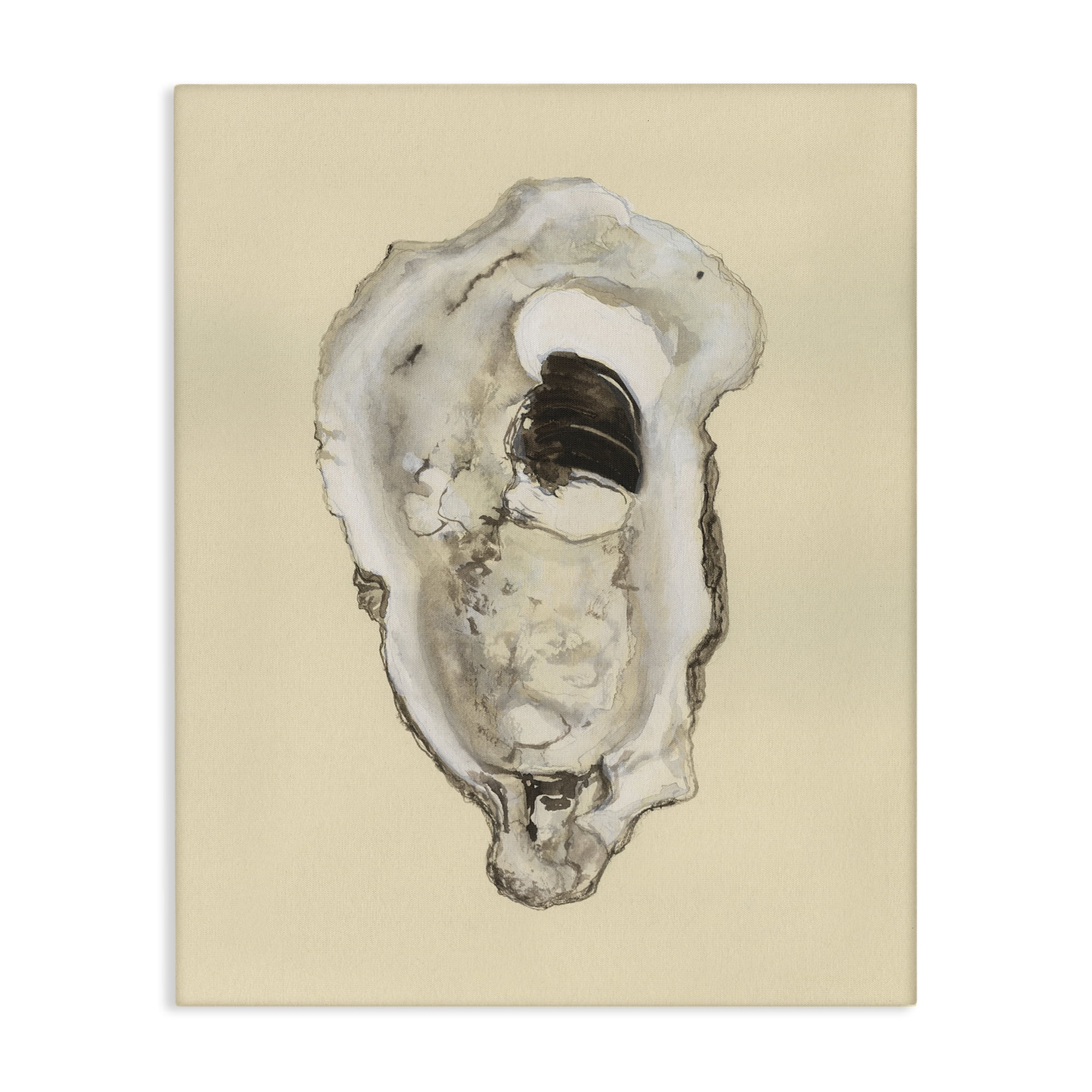 Stupell Industries Aquatic Oyster on Beige Nautical & Beach Painting Wrapped Canvas Art Print Wall Art, 24 x 30