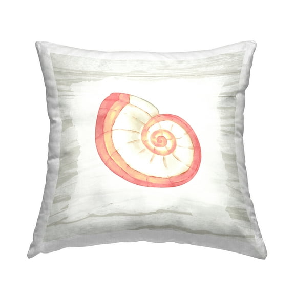 Stupell Industries Aquatic Pink Nautilus Seashell Square Decorative Printed Throw Pillow, 18 x 18