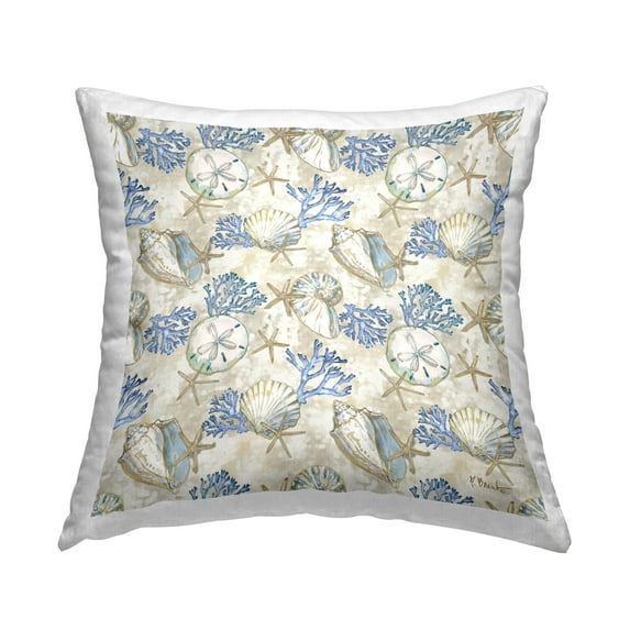 Stupell Industries Aquatic Sea Life Pattern Printed Throw Pillow Design by Paul Brent