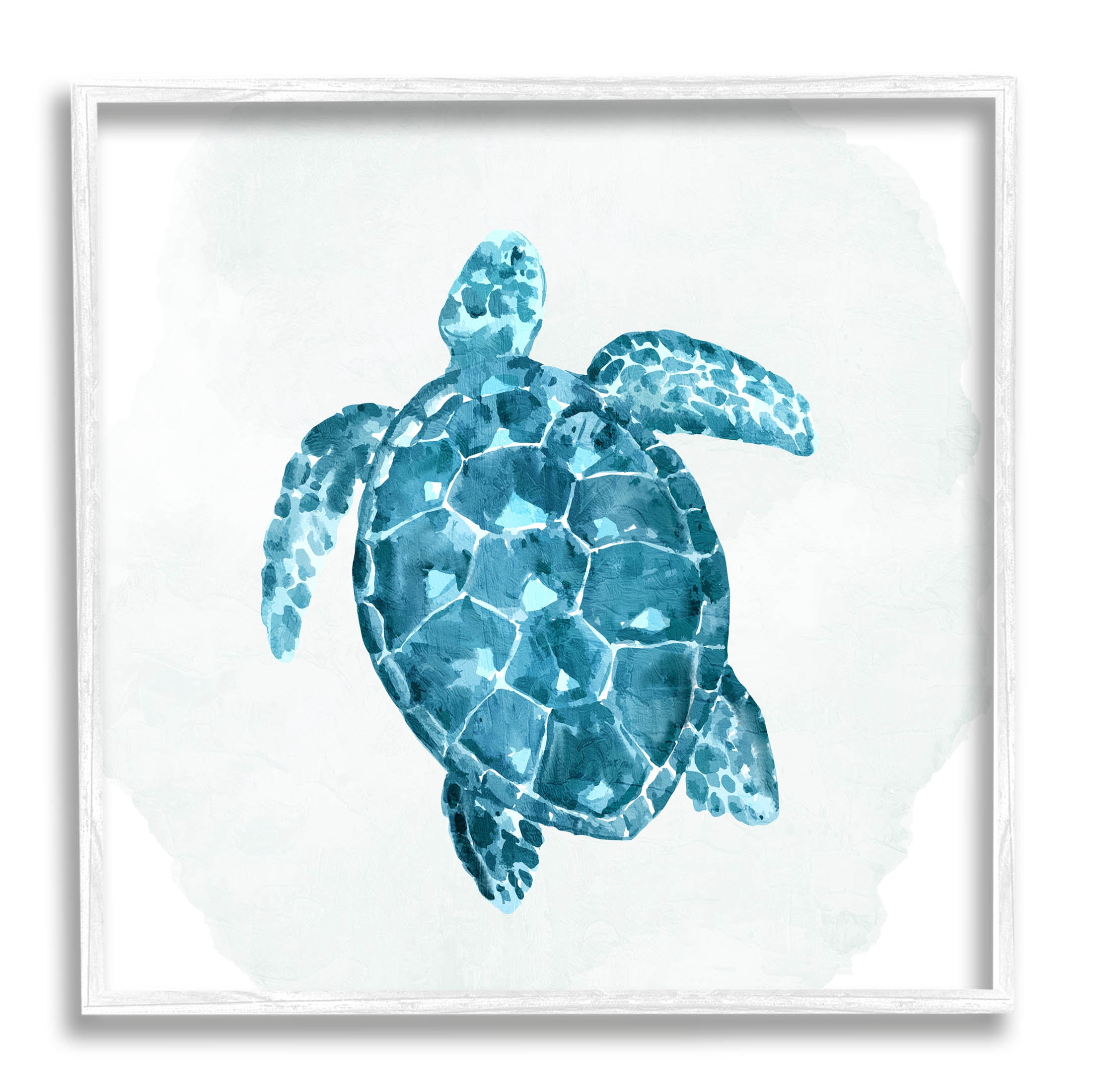 Stupell Industries Aquatic Sea Life Tortoise Graphic Art White Framed Art Print Wall Art, Design by Kim Allen