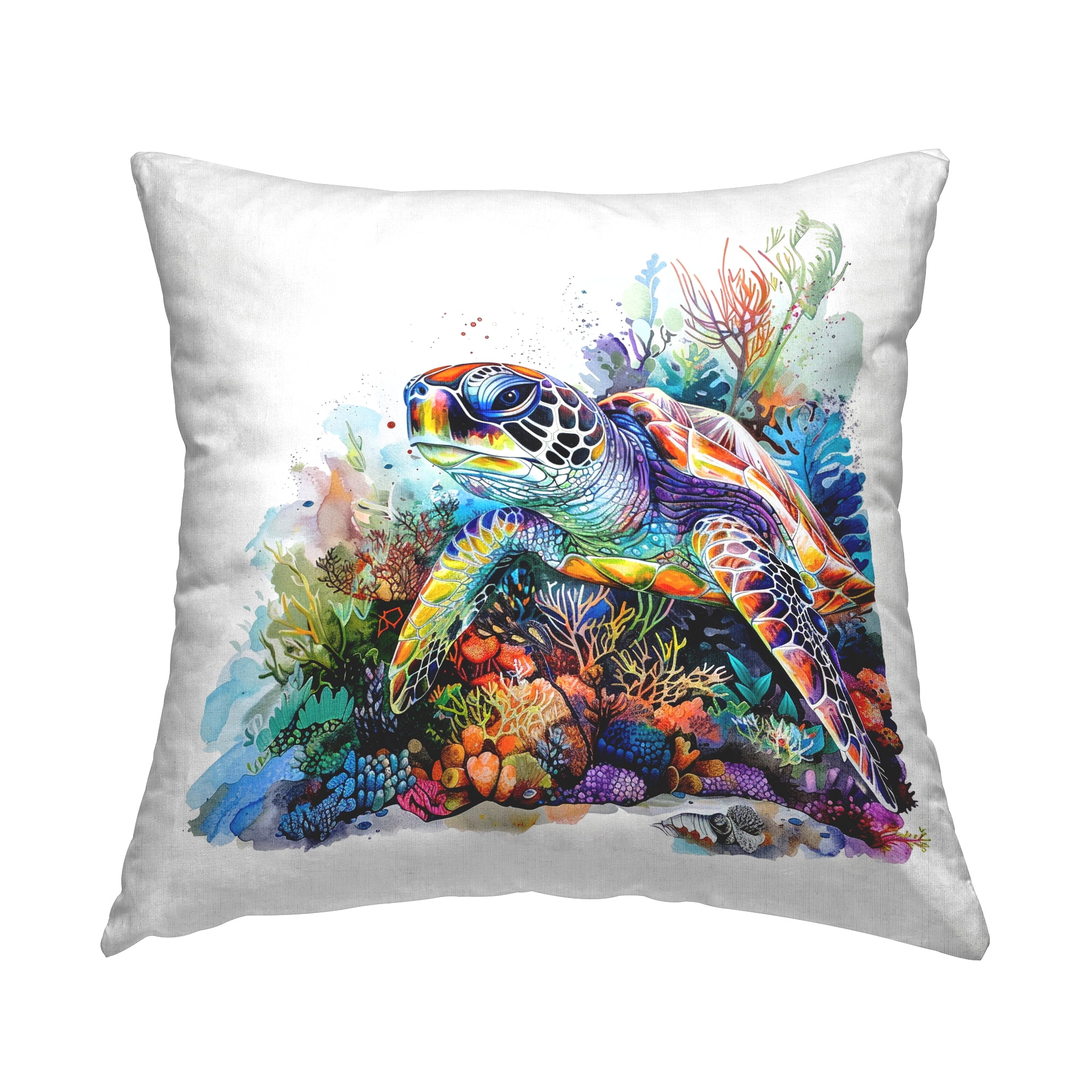 Stupell Industries Aquatic Sea Turtle Decorative Printed Throw Pillow Design by LSR Design Studio.