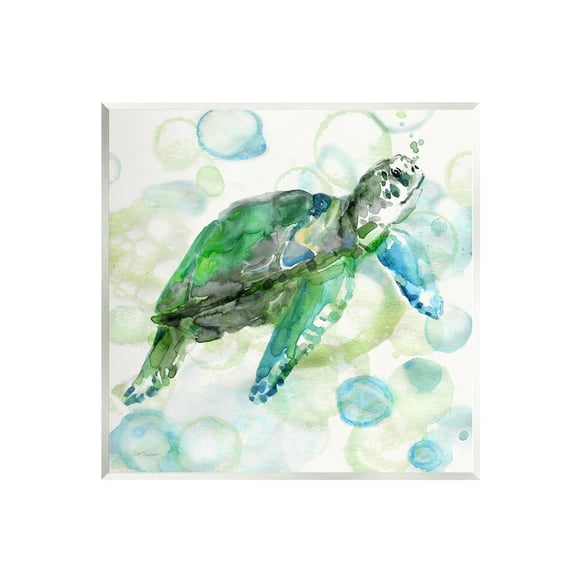 Stupell Industries Aquatic Sea Turtle Water Bubbles Watercolor Detail Painting Unframed Art Print Wall Art, Design by Carol Robinson