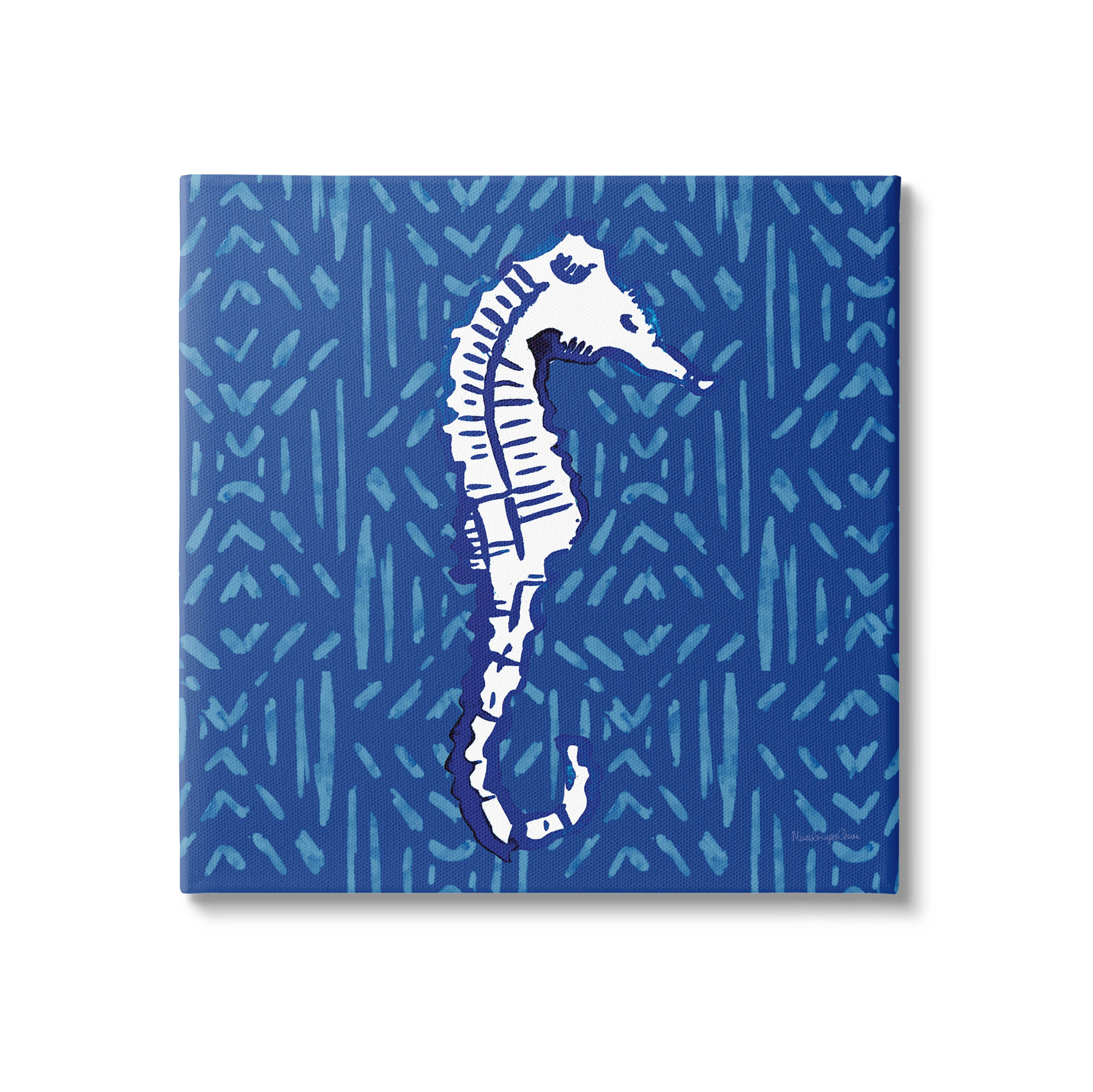 Stupell Industries Aquatic Seahorse Marine Life Pattern Graphic Art Gallery Wrapped Canvas Print Wall Art, Design by Mercedes Lopez Charro