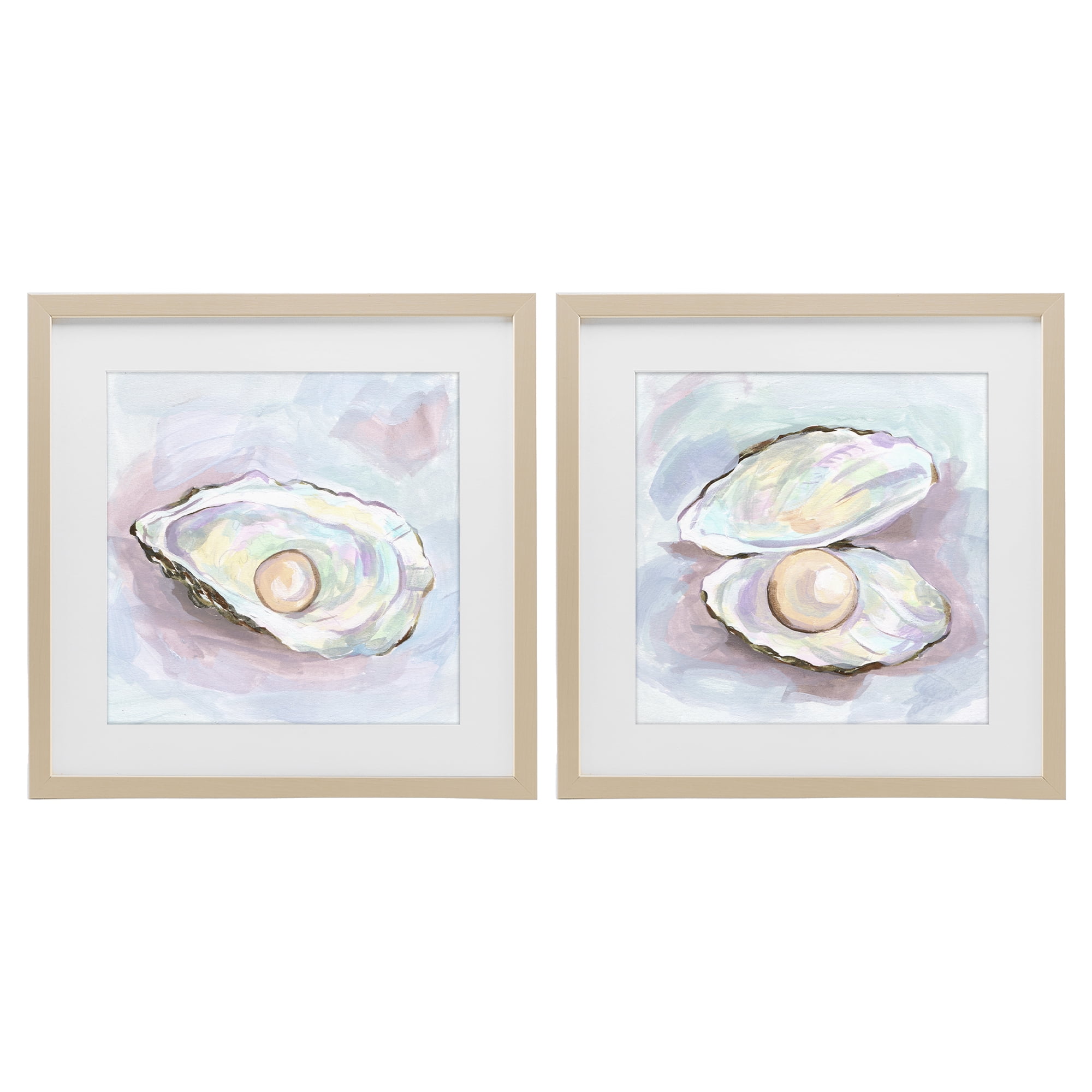Stupell Industries Aquatic Silent Opals 2 Piece Birch Framed Print Under Glass Set, design by Melissa Wang