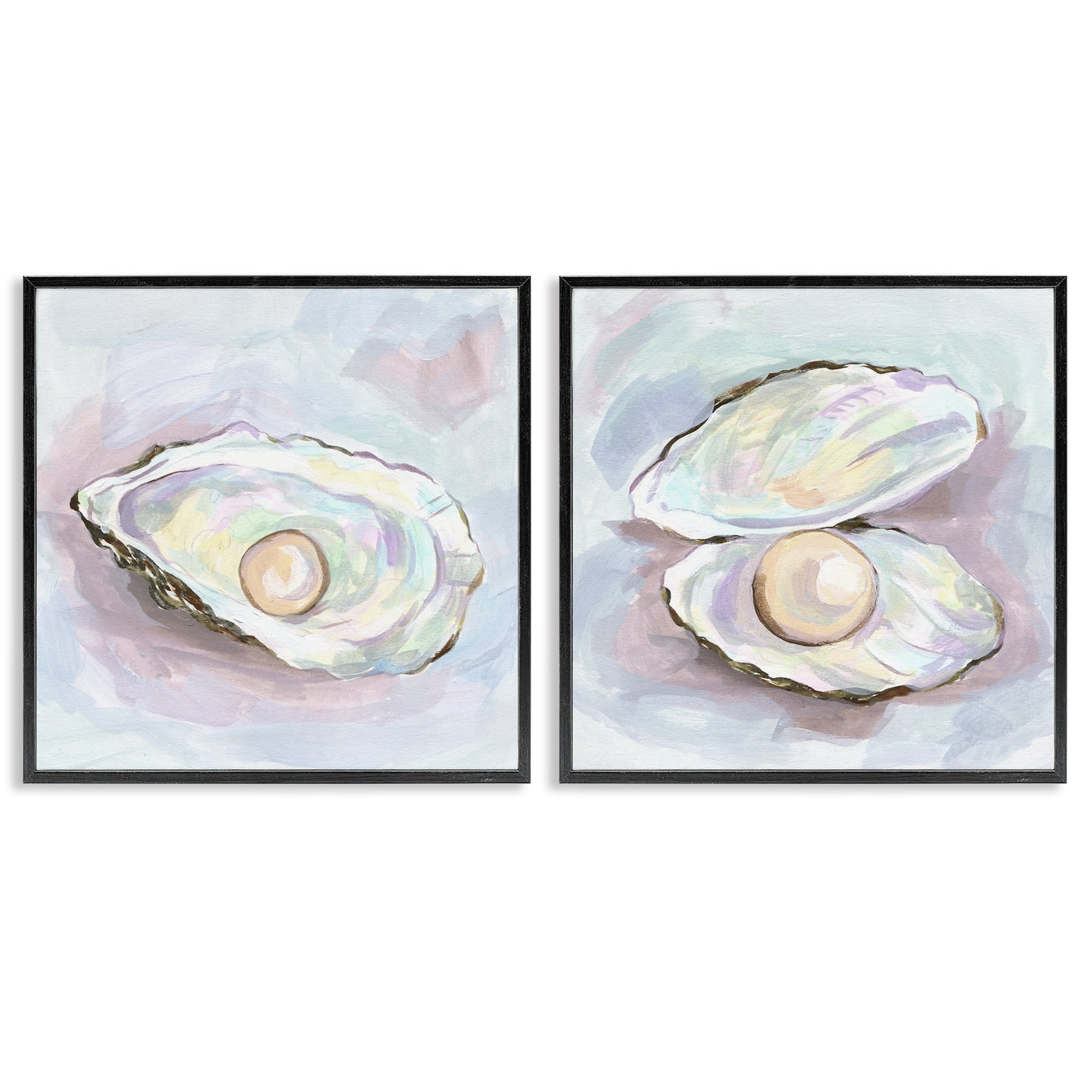 Stupell Industries Aquatic Silent Opals 2 Piece Black Framed Giclee Art Set, design by Melissa Wang