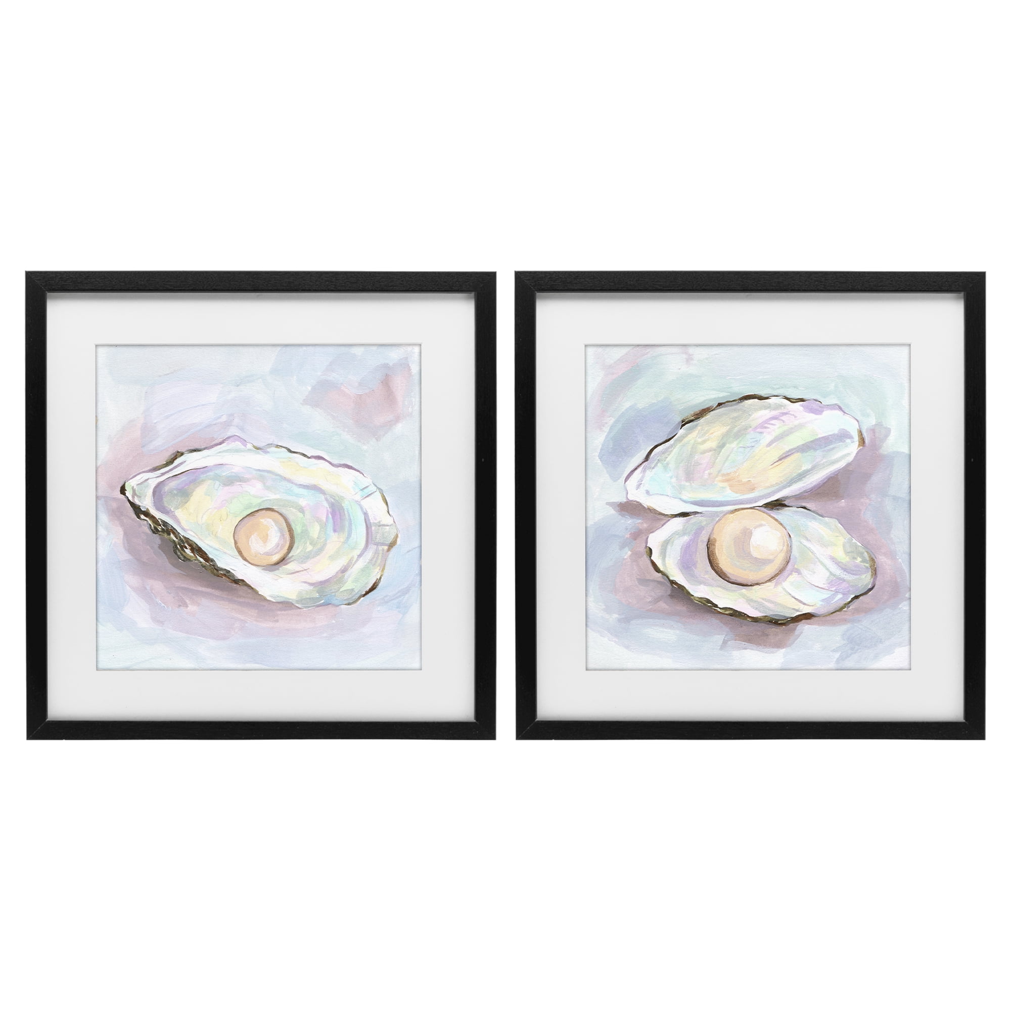 Stupell Industries Aquatic Silent Opals 2 Piece Black Framed Print Under Glass Set, design by Melissa Wang