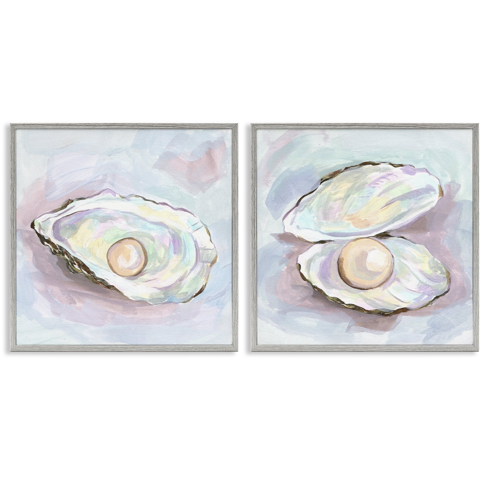 Stupell Industries Aquatic Silent Opals 2 Piece Gray Framed Giclee Art Set, design by Melissa Wang