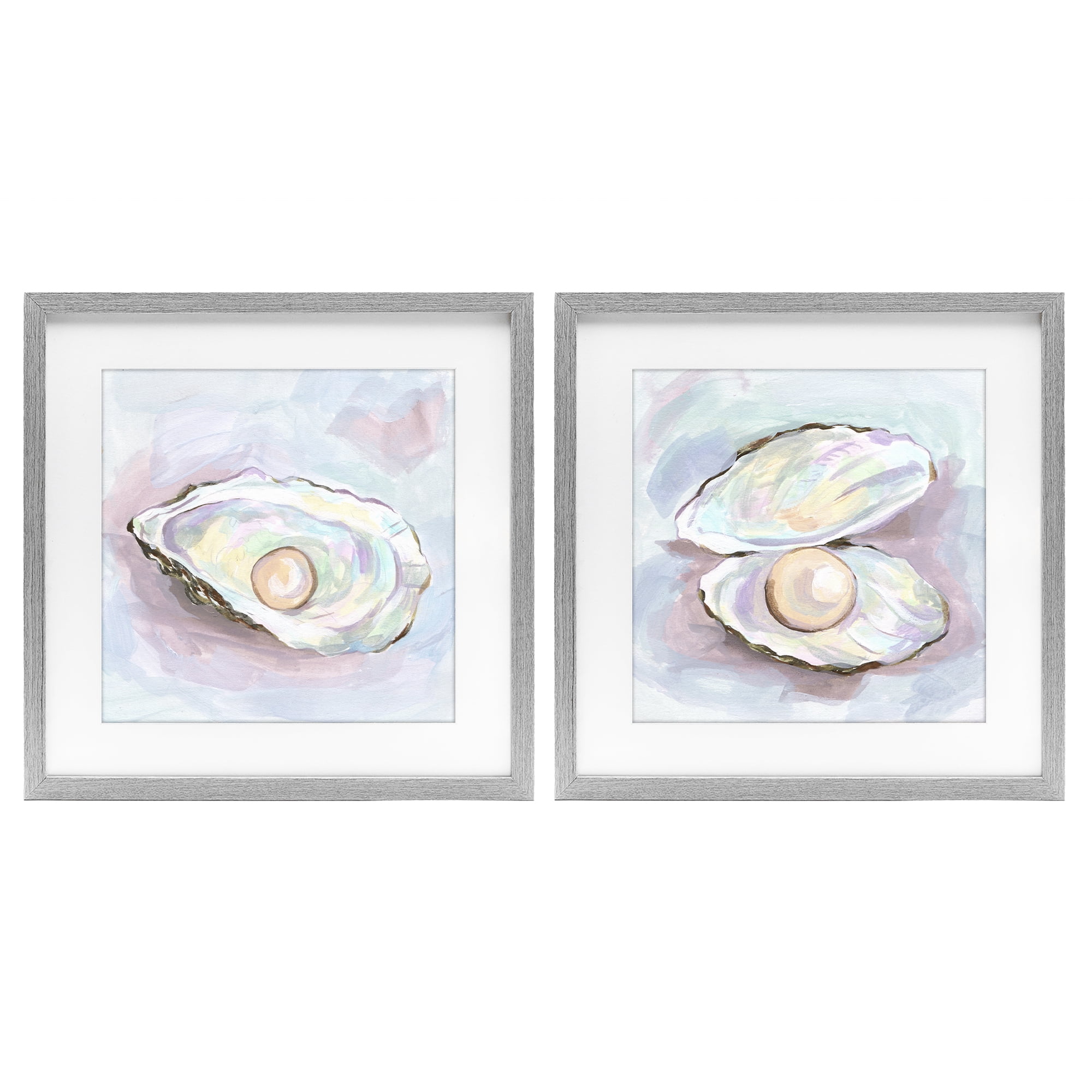 Stupell Industries Aquatic Silent Opals 2 Piece Gray Framed Print Under Glass Set, design by Melissa Wang