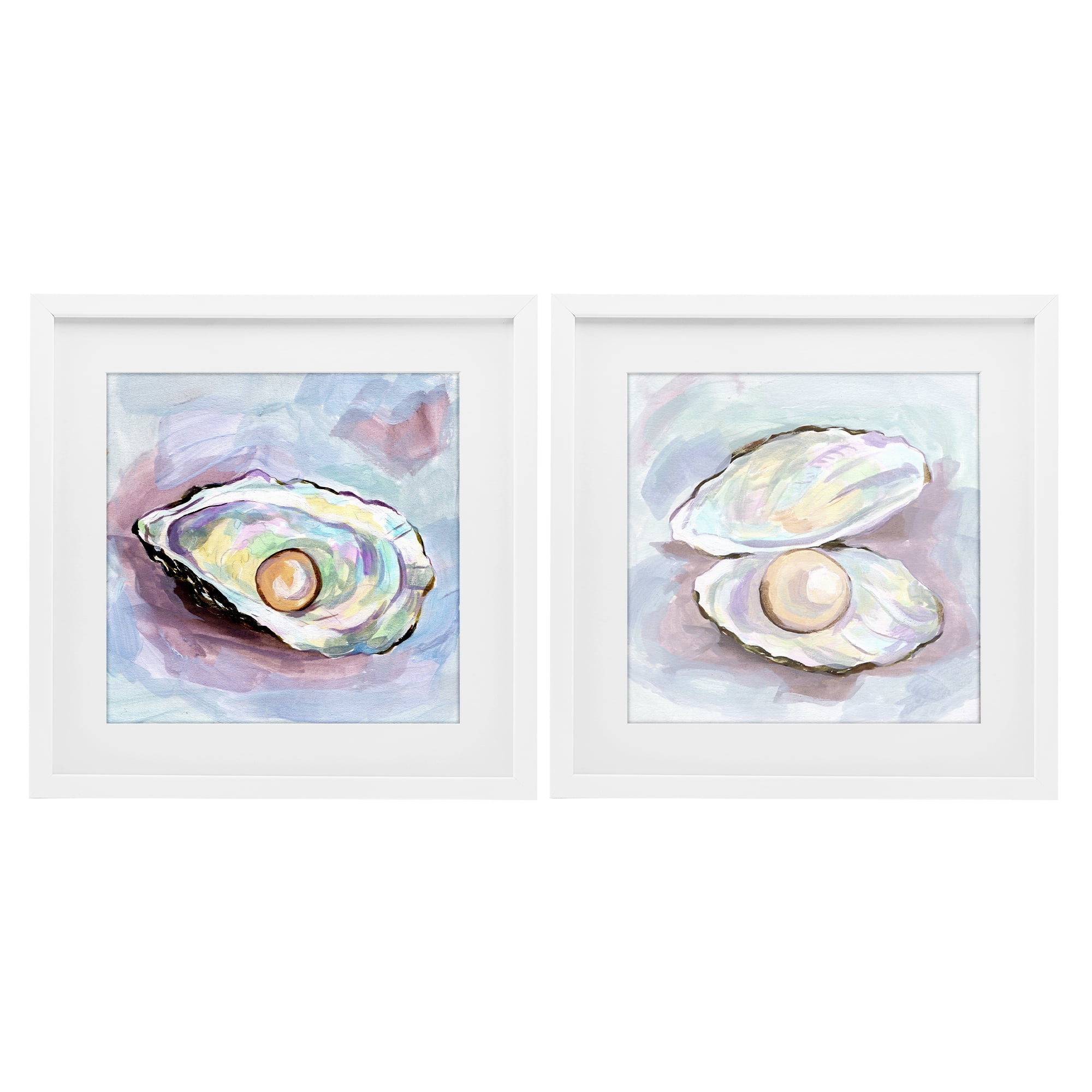 Stupell Industries Aquatic Silent Opals 2 Piece White Framed Print Under Glass Set, design by Melissa Wang