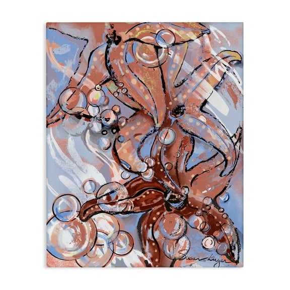Stupell Industries Aquatic Starfish And Bubbles Canvas Wall Art design by Susan Lugar, 40 x 30