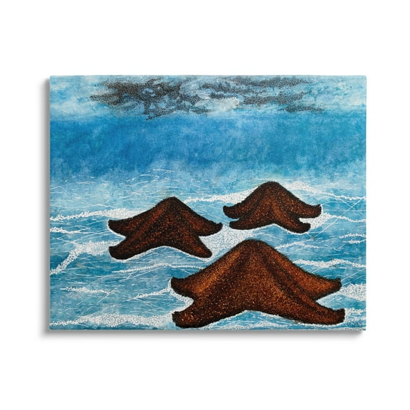 Stupell Industries Aquatic Starfish Floating Water Surface Waves Splash Canvas Wall Art, 20 x 16, Design by Ale Saiz Studio
