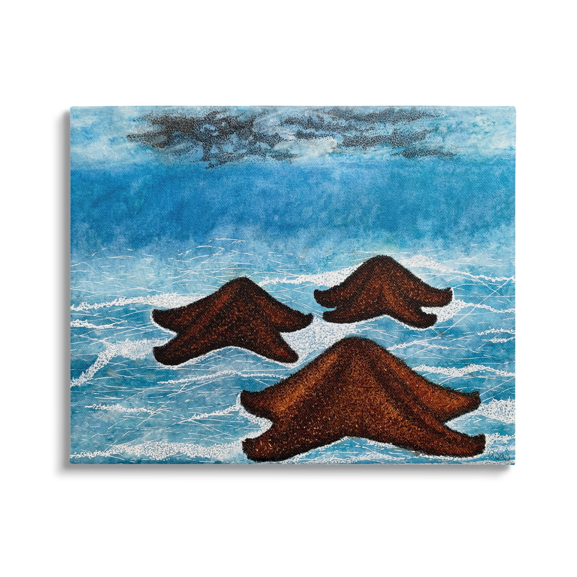 Stupell Industries Aquatic Starfish Floating Water Surface Waves Splash Canvas Wall Art, 40 x 30, Design by Ale Saiz Studio