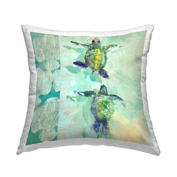 Stupell Industries Aquatic Swimming Baby Turtles Printed Throw Pillow Design by Evelia Designs