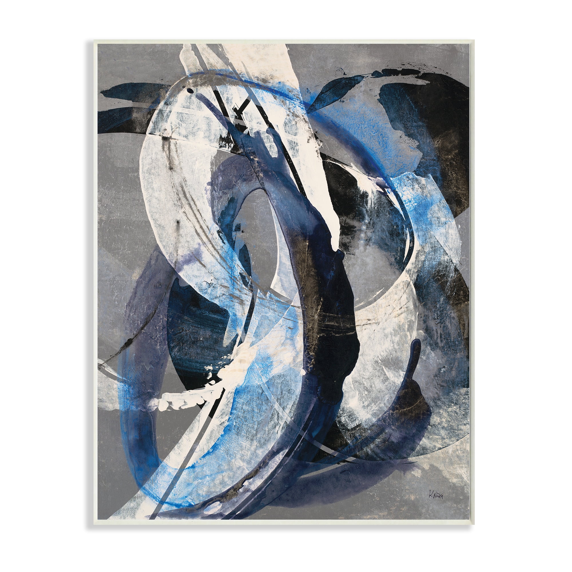 Stupell Industries Aquatic Themed Fluid Abstraction White Blue Paint Swirls,10 x 15,Designed by K. Nari