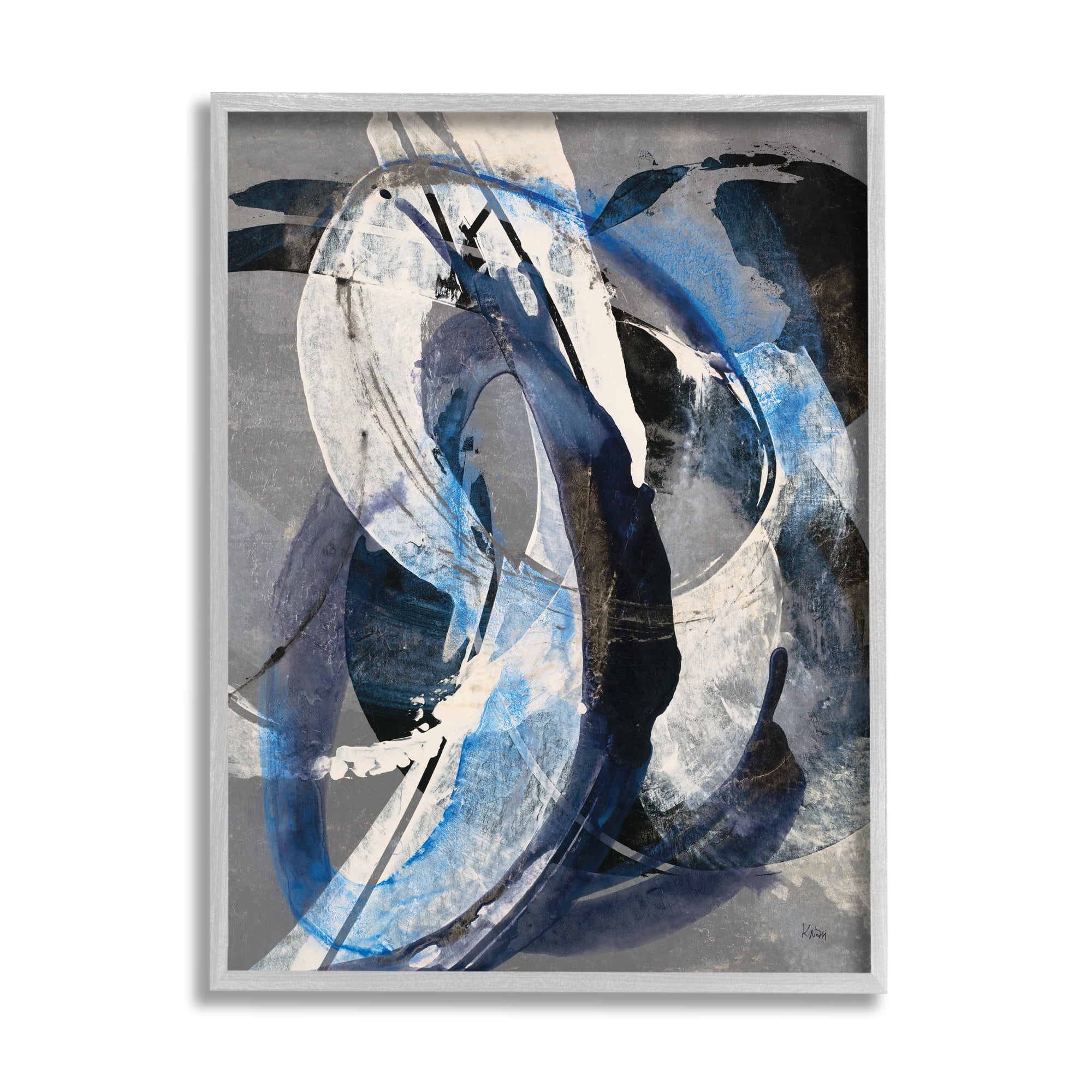 Stupell Industries Aquatic Themed Fluid Abstraction White Blue Paint Swirls,16 x 20,Designed by K. Nari