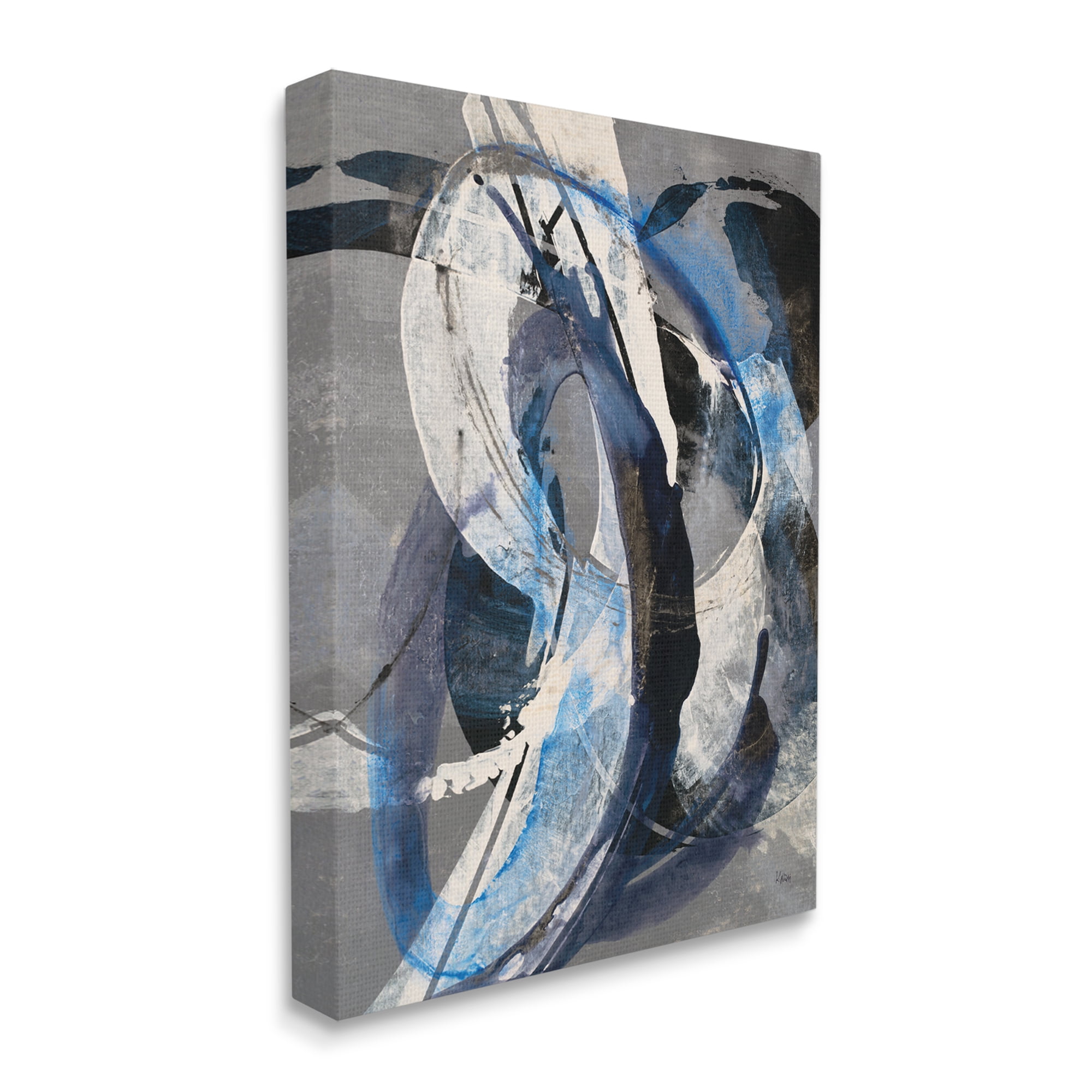 Stupell Industries Aquatic Themed Fluid Abstraction White Blue Paint Swirls,16 x 20,Designed by K. Nari