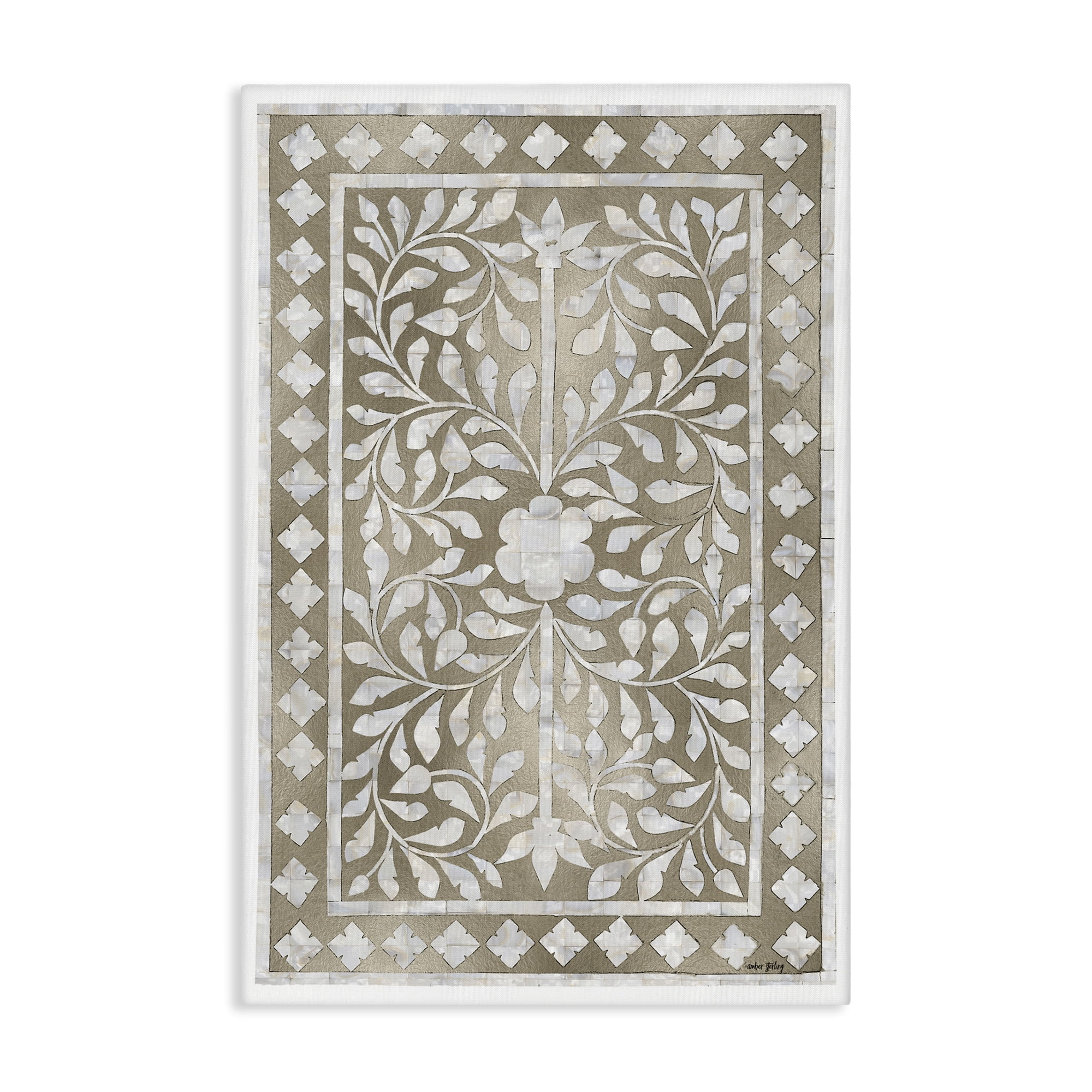 Stupell Industries Arabesque Bohemian Pattern Botanical & Floral Painting Gallery Wrapped Canvas Art Print Wall Art, 30 x 45