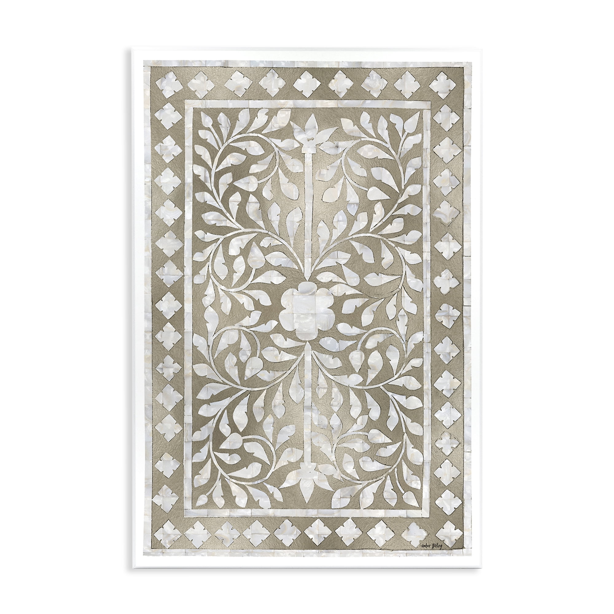 Stupell Industries Arabesque Bohemian Pattern Botanical & Floral Painting Unframed Art Print Wall Art, 13 x 19