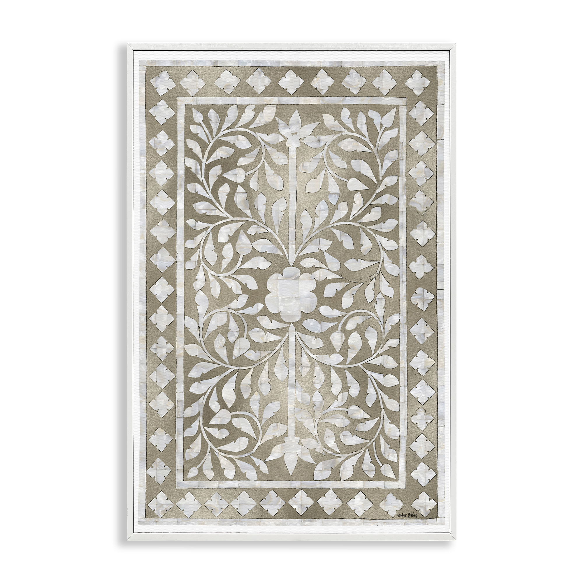 Stupell Industries Arabesque Bohemian Pattern Botanical & Floral Painting White Framed Art Print Wall Art, 20 x 30