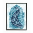 thumbnail image 1 of Stupell Industries Arabesque Peacock Jungle Vines Bird White Blue Watercolor Framed Wall Art Design by Ziwei Li, 11" x 14", Black Framed, 1 of 5