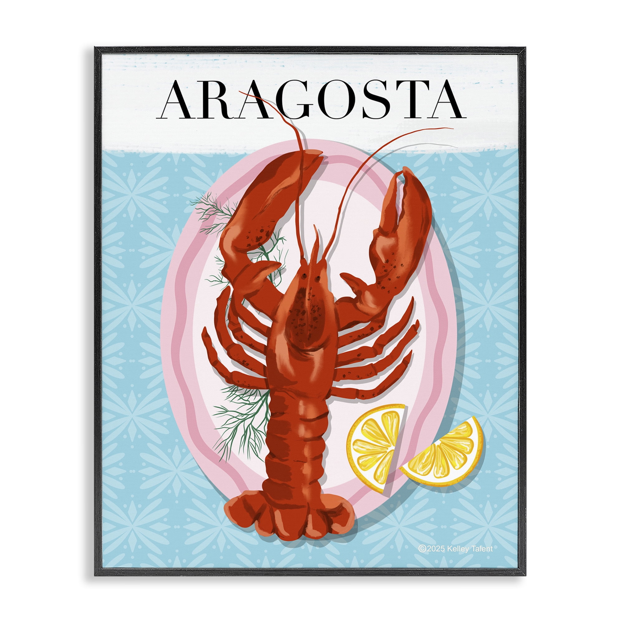 Stupell Industries Aragosta Lobster Dish Black Framed Giclee Art, design by Kelley Talent