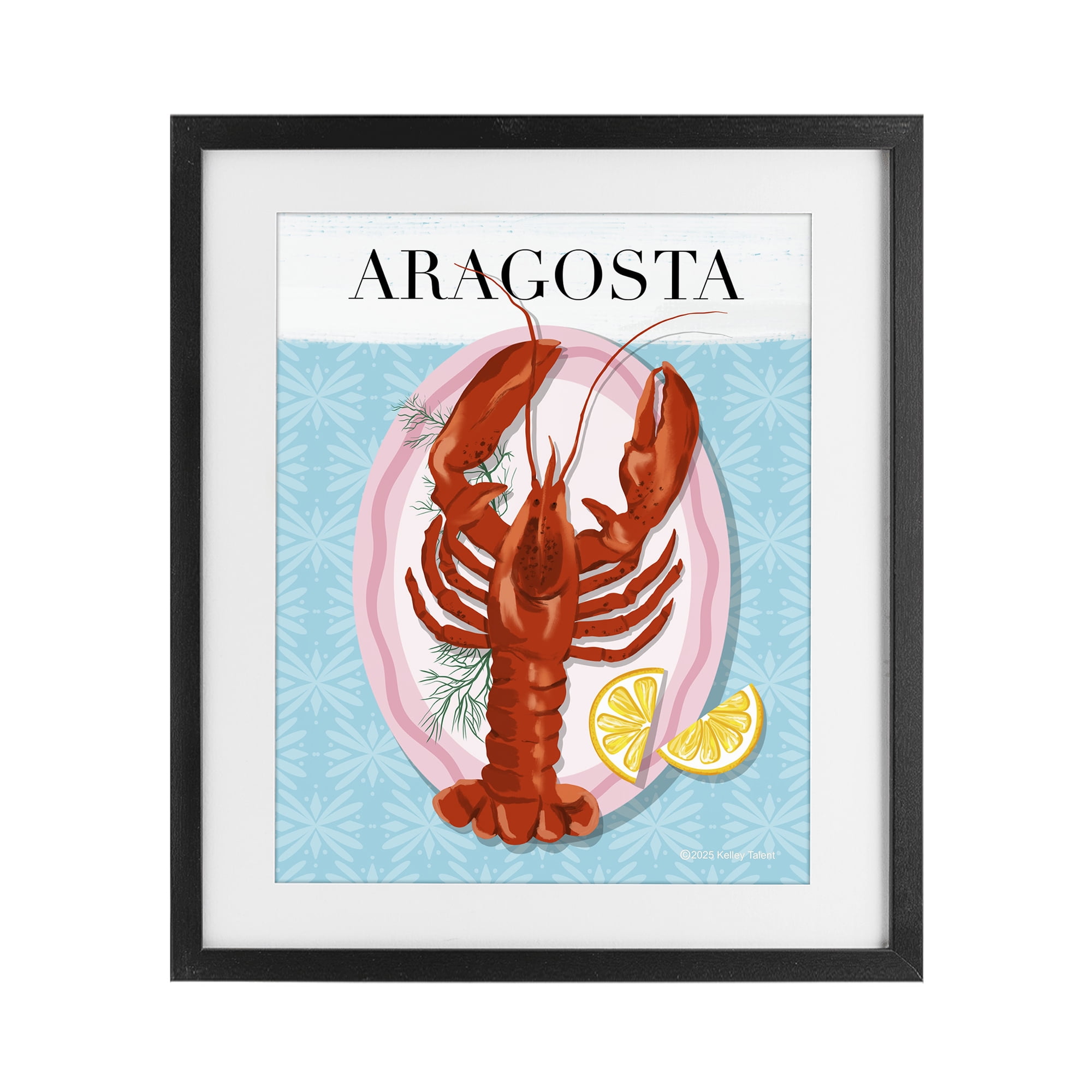Stupell Industries Aragosta Lobster Dish Black Framed Print Under Glass, design by Kelley Talent