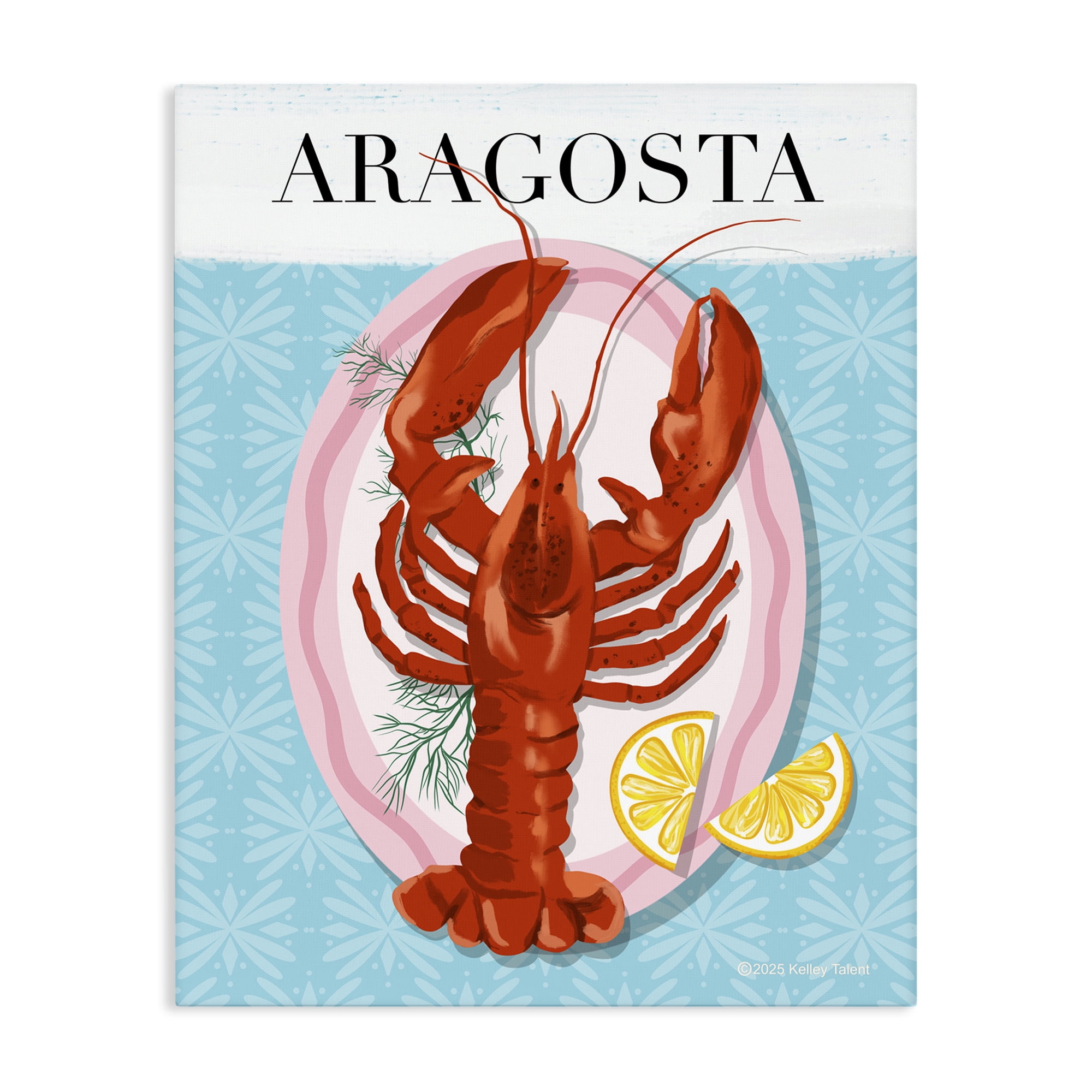 Stupell Industries Aragosta Lobster Dish Canvas Wall Art, design by Kelley Talent