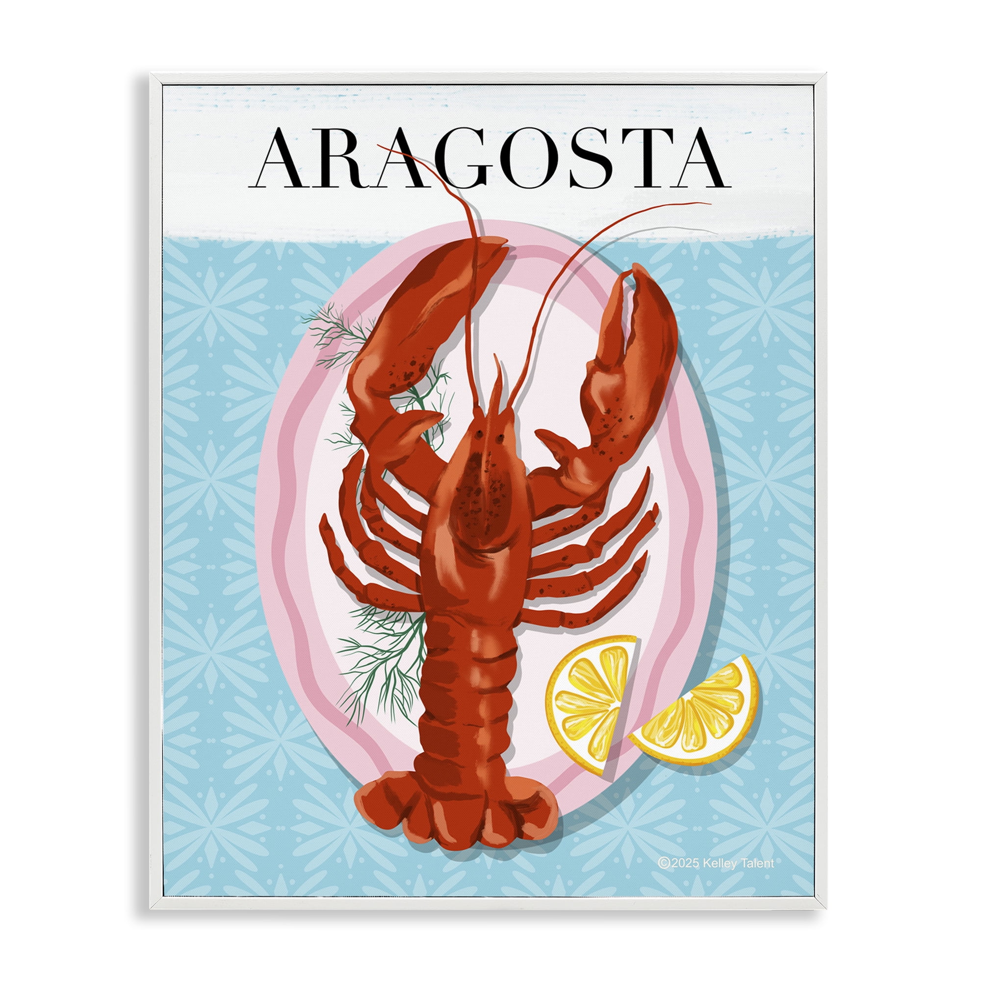 Stupell Industries Aragosta Lobster Dish White Framed Giclee Art, design by Kelley Talent