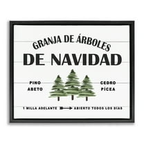 Stupell Industries Arboles De Navidad Holiday Painting Black Floater Framed Art Print Wall Art, 21 x 17