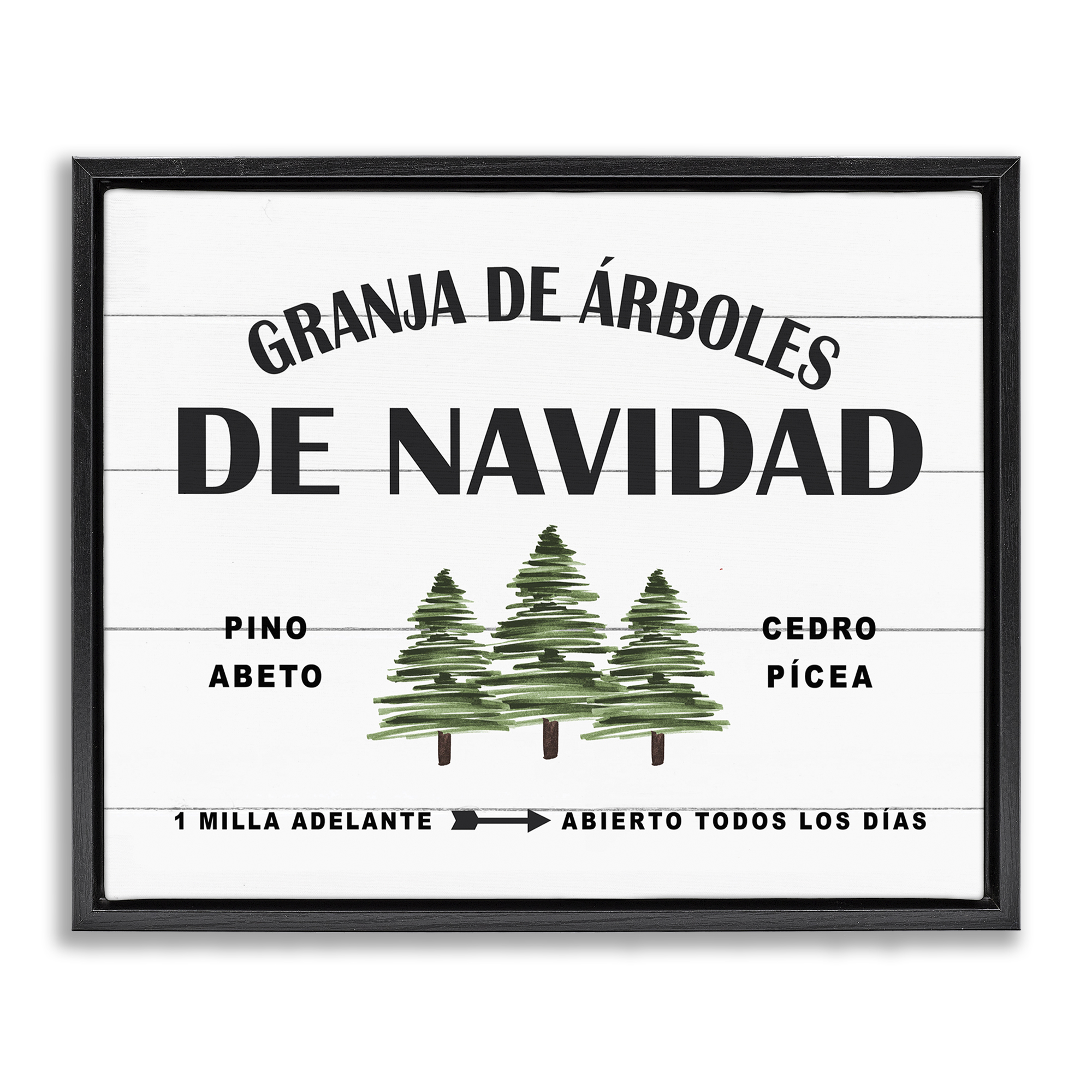 Stupell Industries Arboles De Navidad Holiday Painting Black Floater Framed Art Print Wall Art, 31 x 25
