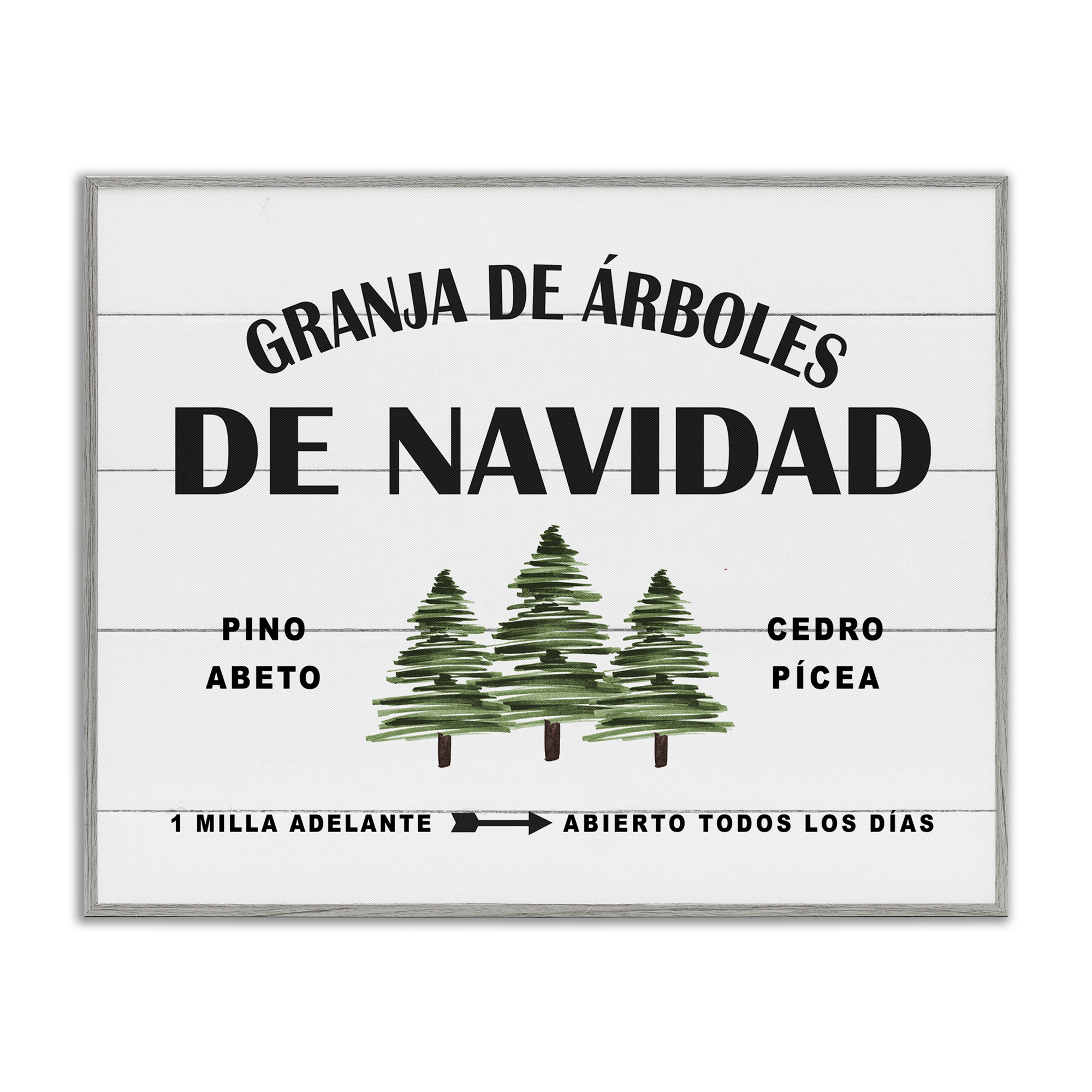 Stupell Industries Arboles De Navidad Holiday Painting Gray Framed Art Print Wall Art, 14 x 11