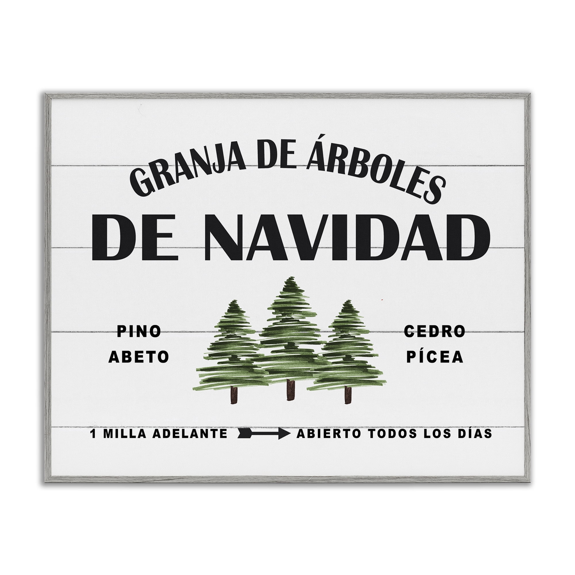 Stupell Industries Arboles De Navidad Holiday Painting Gray Framed Art Print Wall Art, 20 x 16