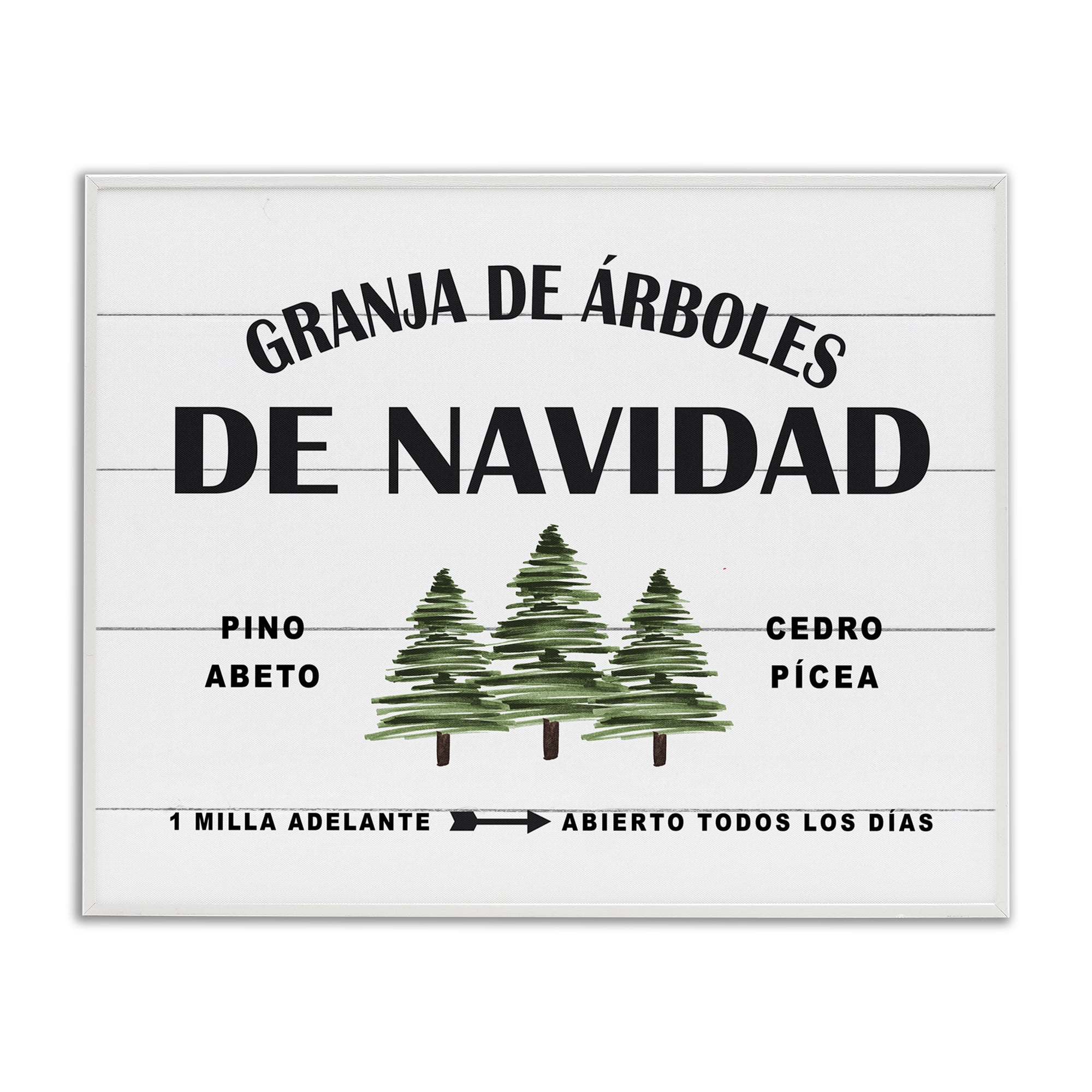Stupell Industries Arboles De Navidad Holiday Painting White Framed Art Print Wall Art, 14 x 11
