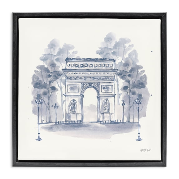 Stupell Industries Victorian Arc de Triomphe Sketch Black Floating Frame Canvas Art, 18 x 18, by Yvette St. Amant