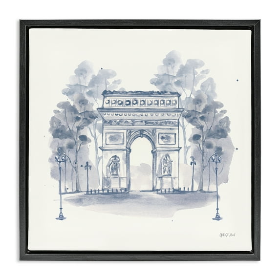 Stupell Industries Arc de Triomphe Sketch Buildings & Architecture Painting Black Floater Framed Canvas Art Print Wall Art, 25 x 25