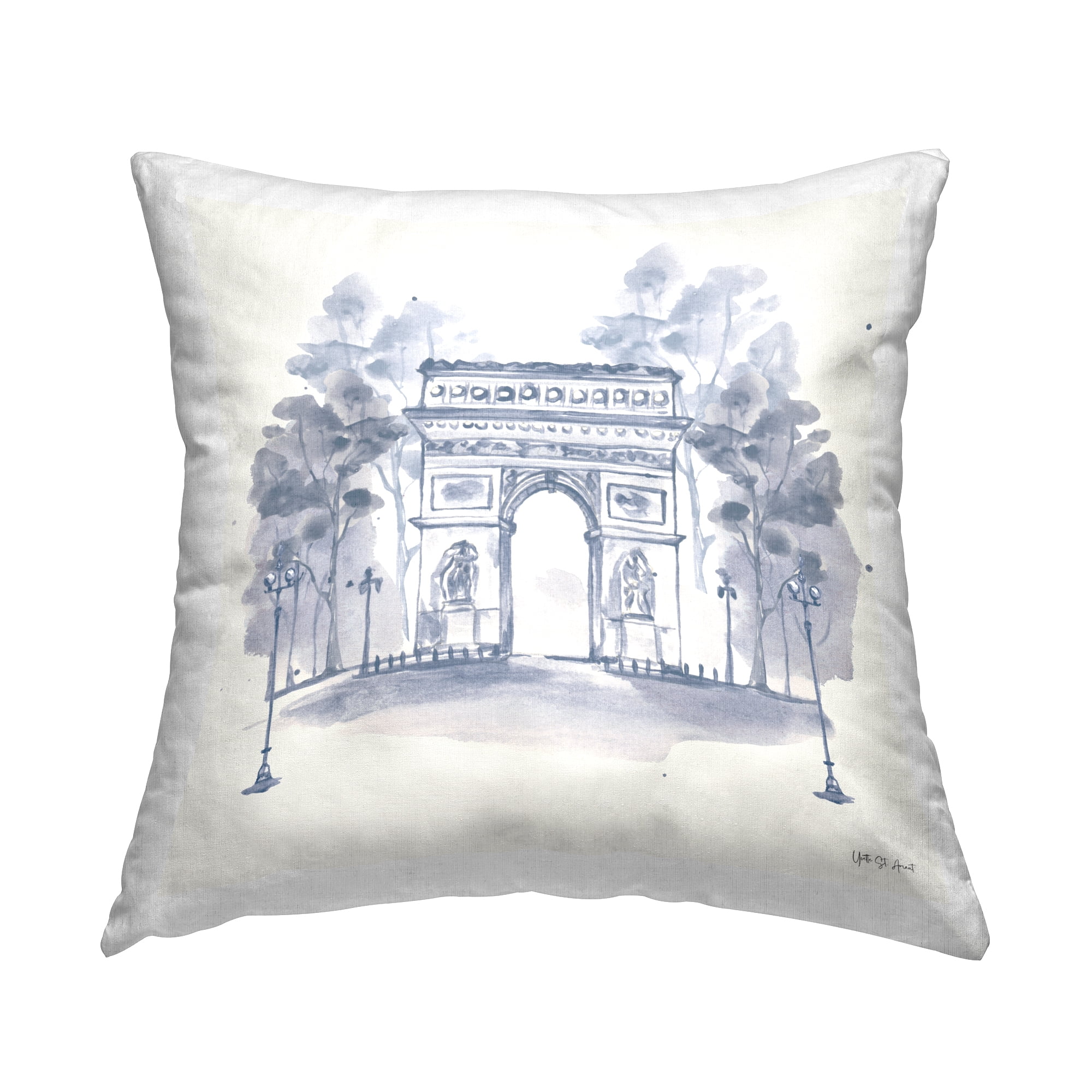 Stupell Industries Arc de Triomphe Sketch Decorative Printed Throw Pillow Design by Yvette St. Amant.