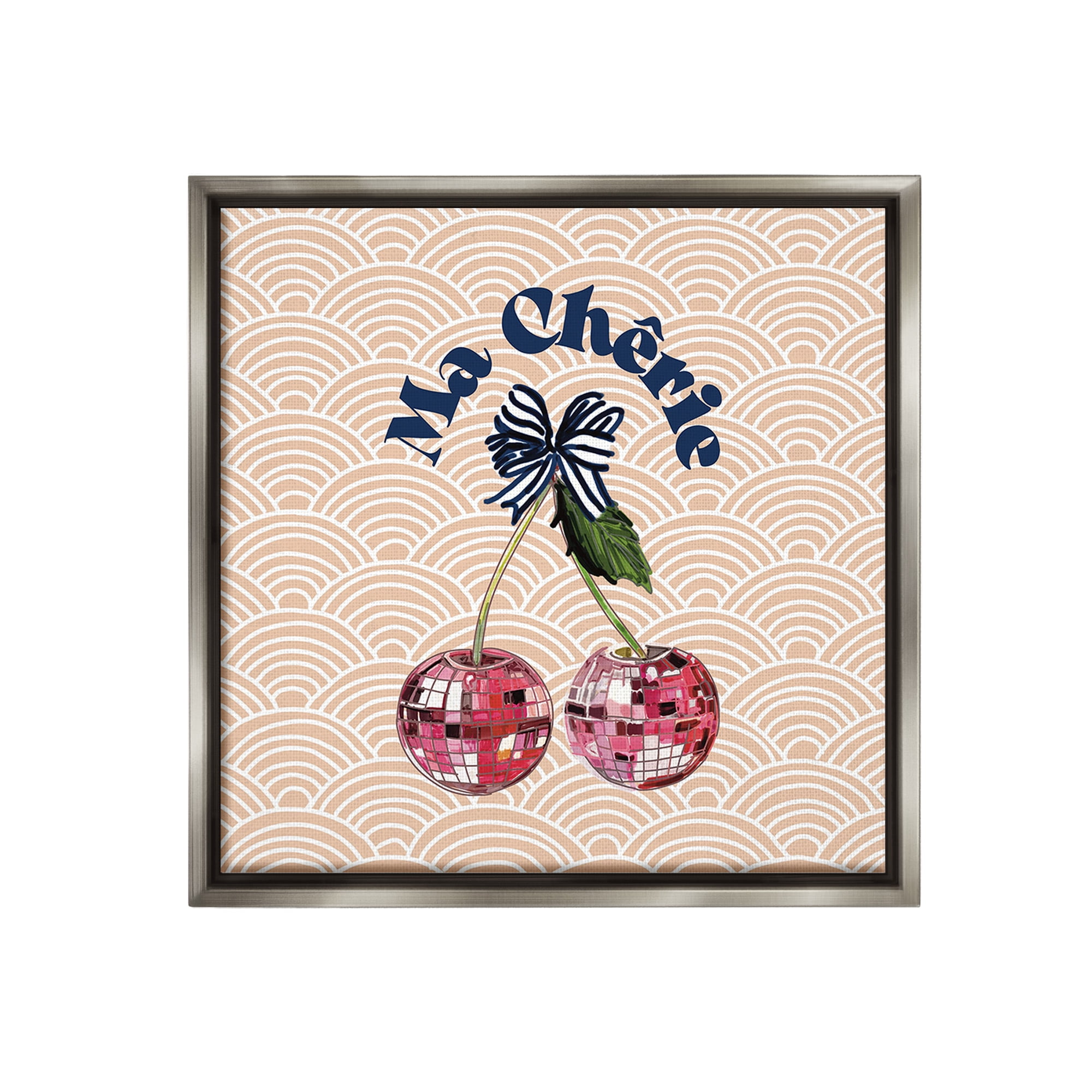 Stupell Industries Arch Patterned Cherries Food & Beverage Painting Gray Floater Framed Canvas Art Print Wall Art, 25 x 25
