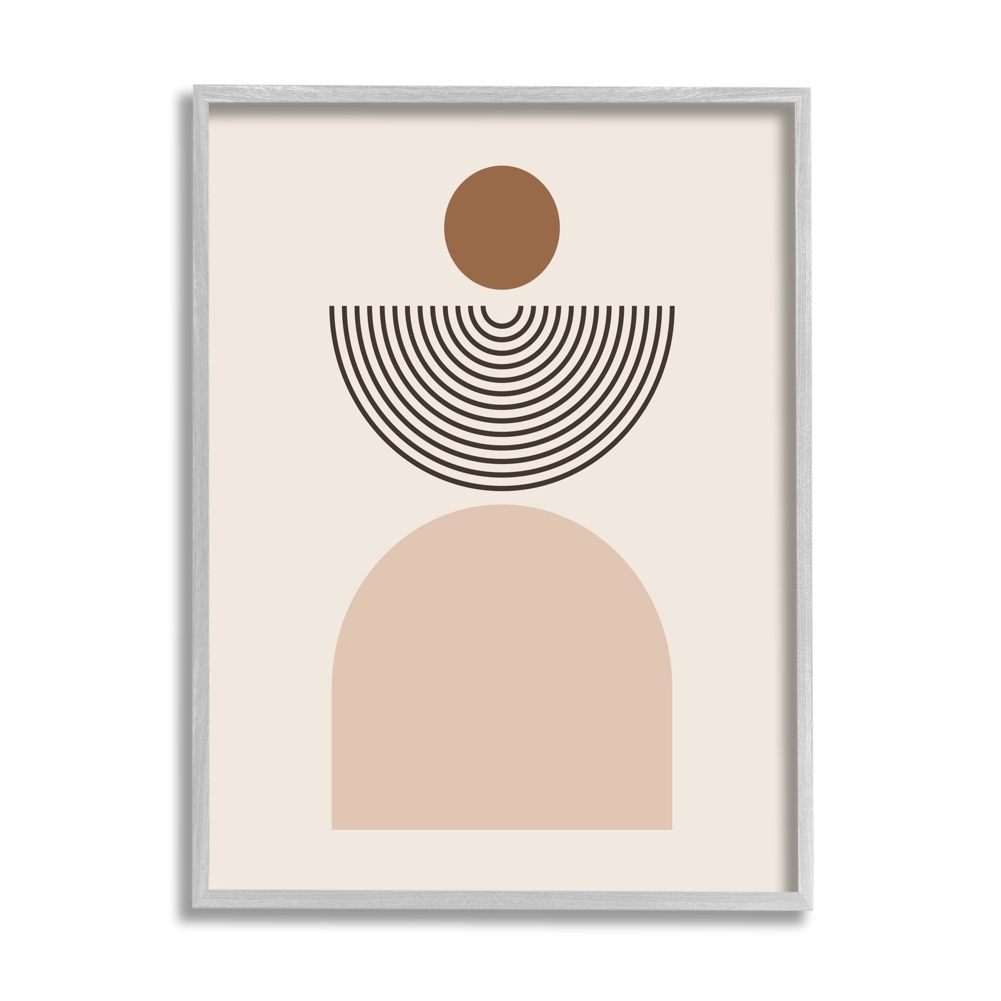 Stupell Industries Arched Geometric Shapes Abstract Painting Gray Framed Art Print Wall Art, 16 x 20