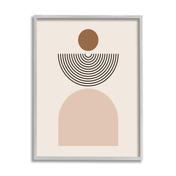 Stupell Industries Arched Geometric Shapes Abstract Painting Gray Framed Art Print Wall Art, 16 x 20