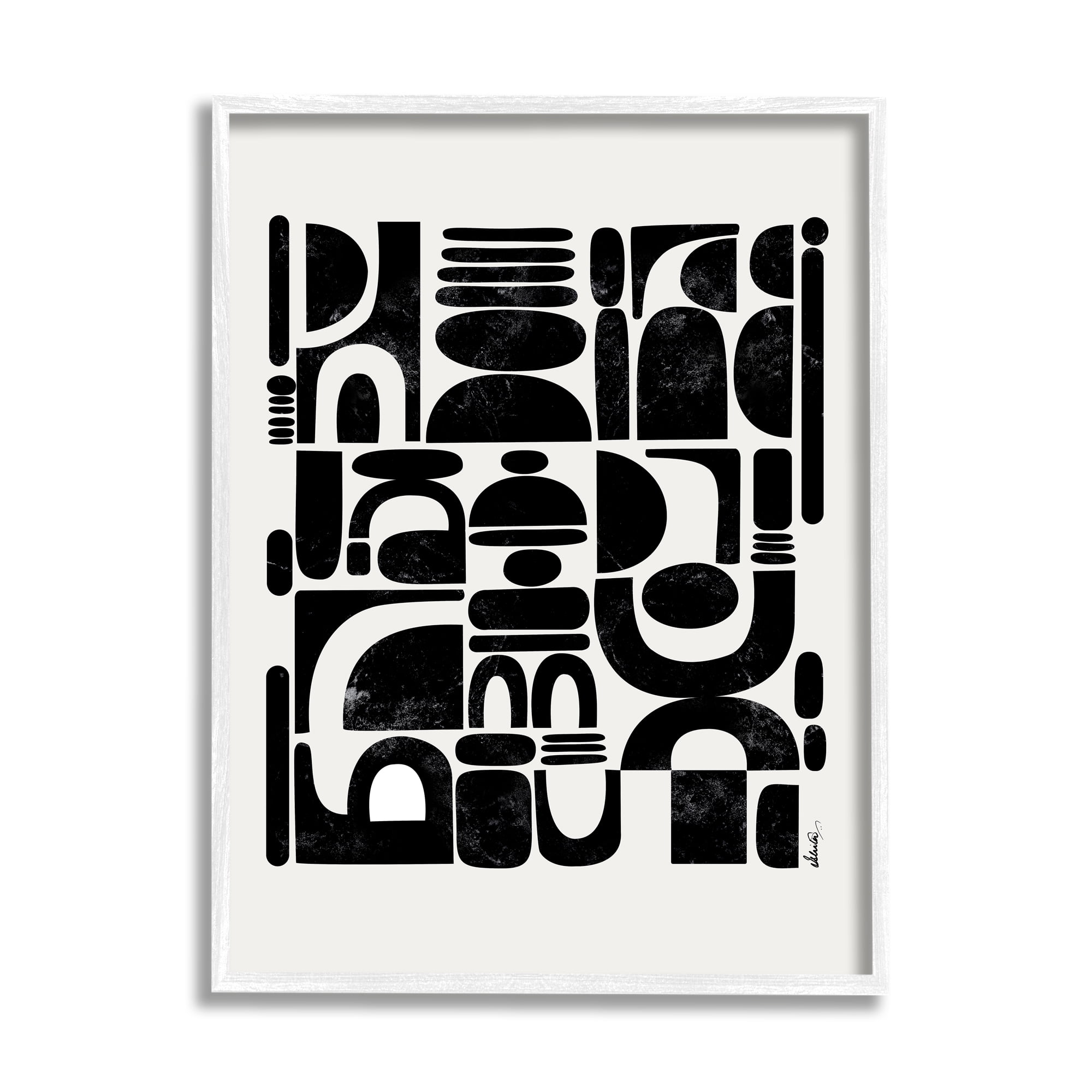 Stupell Industries Arched Shape Arrangement Modern Geometric Collage Abstract Painting White Framed Art Print Wall Art, 16 x 20