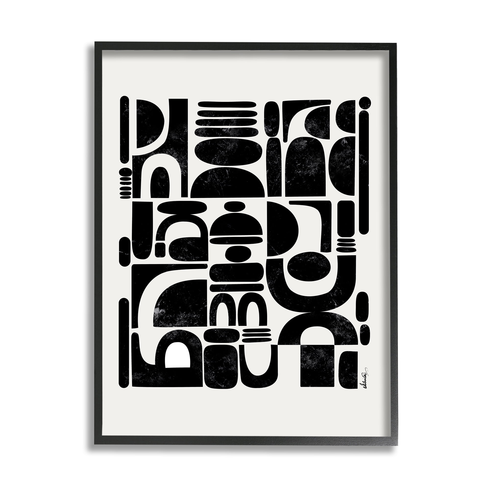 Stupell Industries Arched Shape Arrangement Modern Geometric Collage Modern Painting Black Framed Art Print Wall Art, 16 x 20, Design by Ishita Banerjee