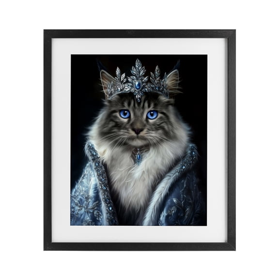 Stupell Industries Arctic Empress Cat Black Framed Print Under Glass design by Kelley Parker, 16 x 13