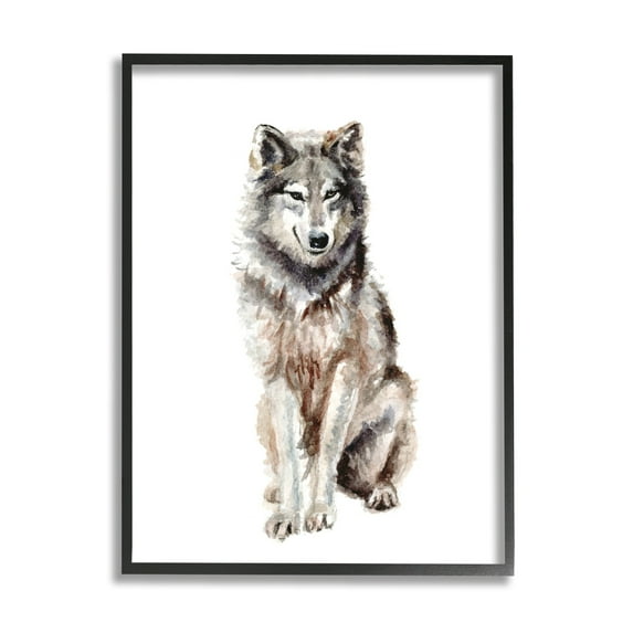 Stupell Industries Arctic Wolf Children's Nursery Animal Watercolor Painting Black Framed Art Print Wall Art, 11x14, by Fox Hollow Studios