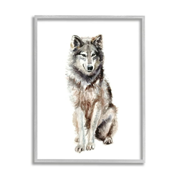 Stupell Industries Arctic Wolf Children's Nursery Animal Watercolor Painting Gray Framed Art Print Wall Art, 11x14, by Fox Hollow Studios